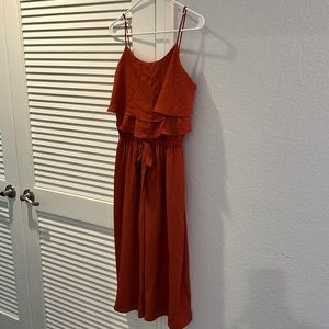 Burnt Orange romper with tie waist